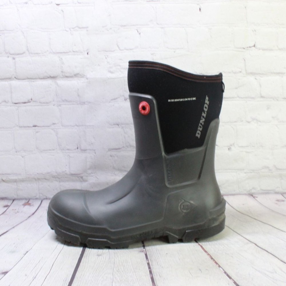 Dunlop Snugboot Black Rubber Slip Resistant Waterproof Safety Work Boots Size 14 - Picture 1 of 9